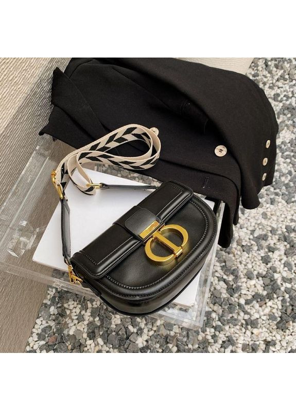 Якісна маленька жіноча сумка крос-боді, Крістіан Діор сумка сідло чорного кольору з грубим ремінцем No Brand (362588066)