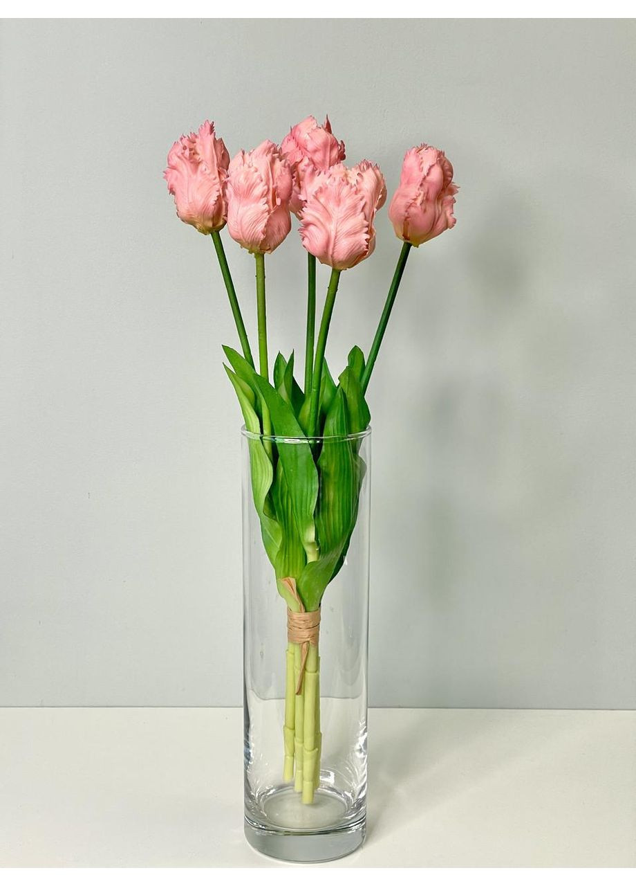 Тюльпани штучні латексні махрові букет 5 квіток світло HVOYA (370161960)