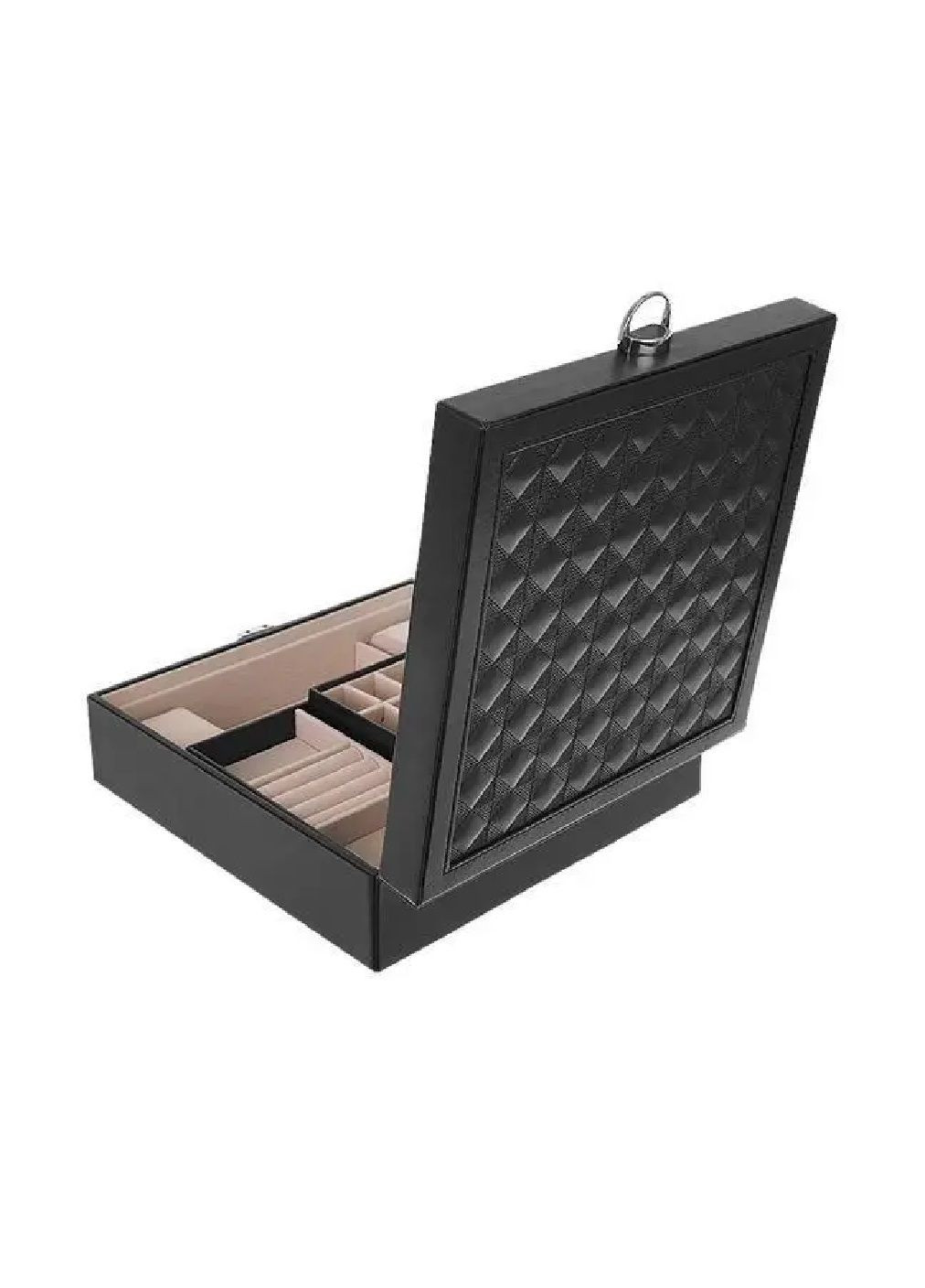 Шкатулка футляр ящик короб бокс органайзер для прикрас коштовностей з дзеркалом ключем 25,5х25,5х30 см (476674-Prob) Чорна Unbranded (288044364)