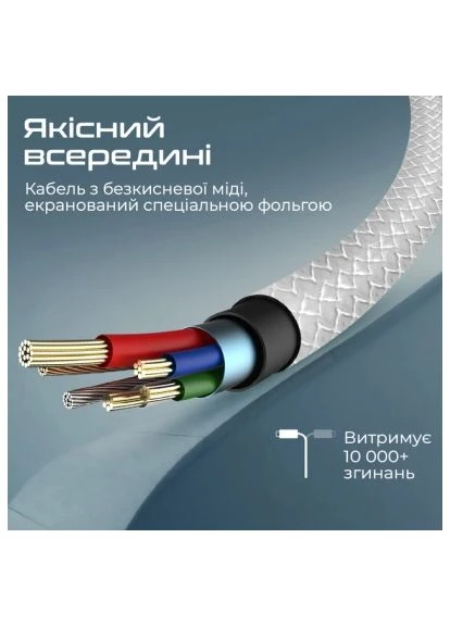 Дата кабель (xcord-ai.white) Promate USB 2.0 AM to Lightning 1.0m 2A xCord-Ai white (401637753)