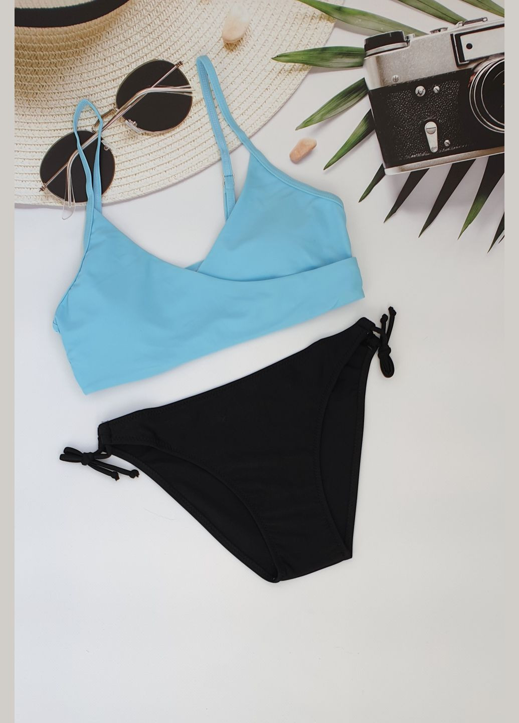 Блакитний літній підлітковий купальник топом для дівчаток роздільний No Brand