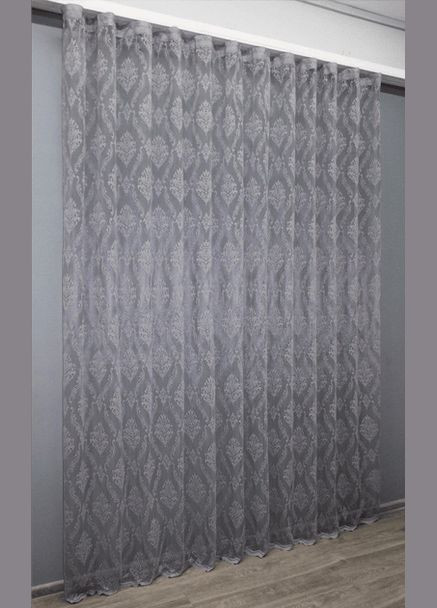 Тюль готовий сірий жакард на тасьмі "Корона", ширина 300 см, висота 270 см No Brand (294207707)