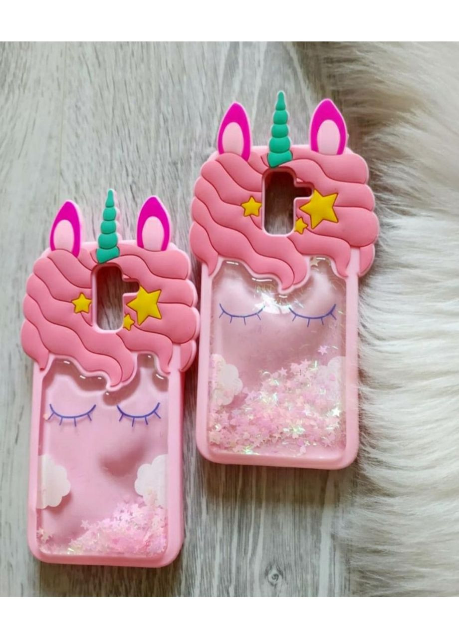 Чохол на Galaxy А6 plus A605 Єдиноріг рожевий з блискітками силіконовий 3d Samsung (360896849)
