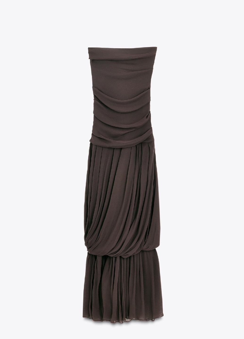 Коричнева вечірня сукня Zara однотонна