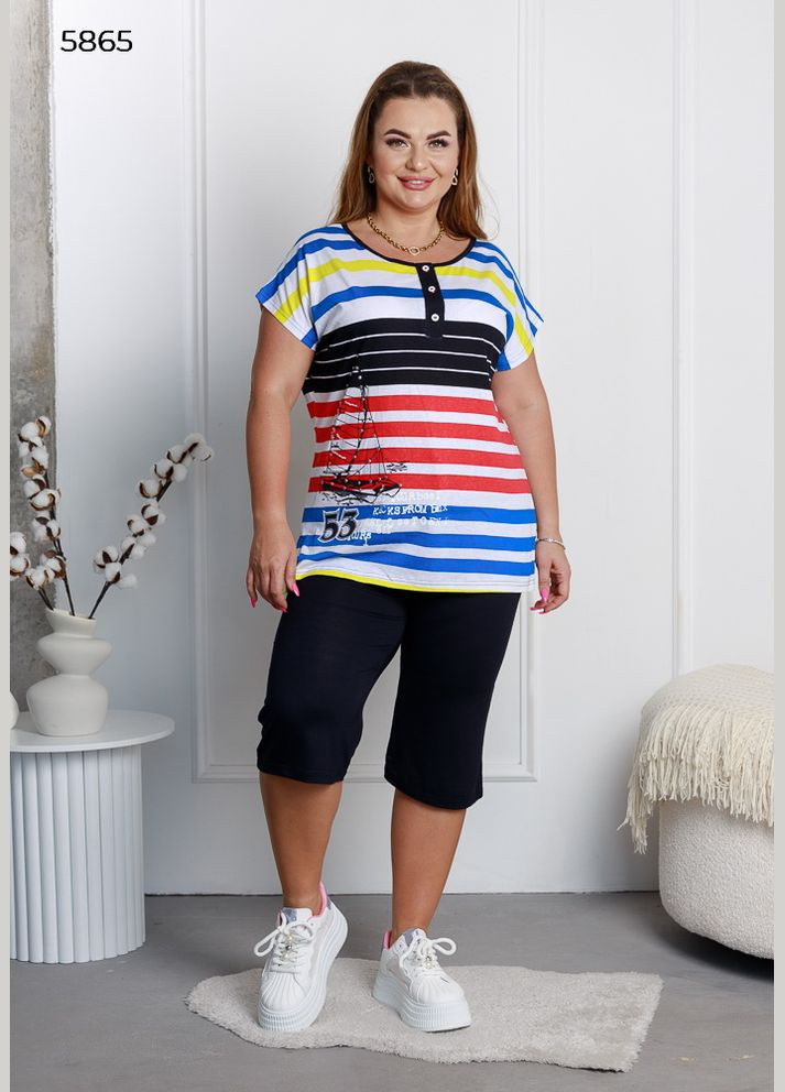 Прозрачный женский комплект капри и футболка с короткими рукавами. Christina