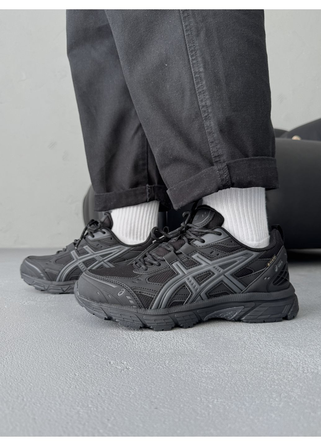 Чорні Осінні кросівки чоловічі asics gel-nunobiki black gore-tex асікс гель No Brand
