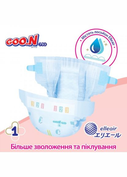 Підгузки Goo.N plus для дітей 4-8 кг розмір s 70 шт (275092660)