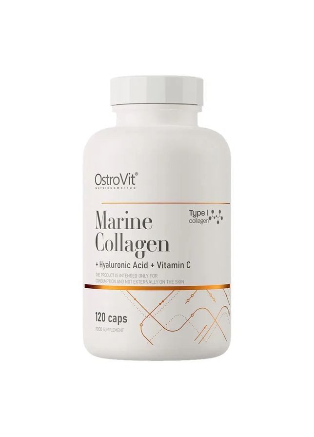 Колаген морський з гіалуроновою кислотою Collagen Marine with Hyaluronic Acid and Vitamin C 120 капсул Ostrovit (363968354)