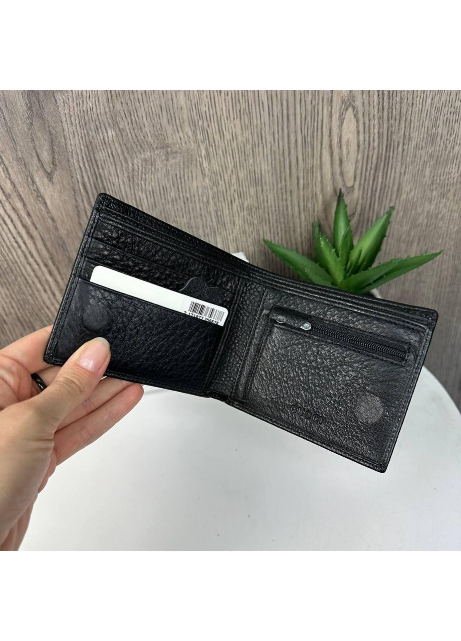 Чоловічий шкіряний гаманець люкс якість у коробці портмоне для грошей та карт чорний 10х12 см ProDobro (363221572)