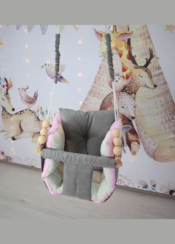 Подвесные качели Мальвинка с матрасом, сиденье из велюра! качели для детей No Brand (316221735)