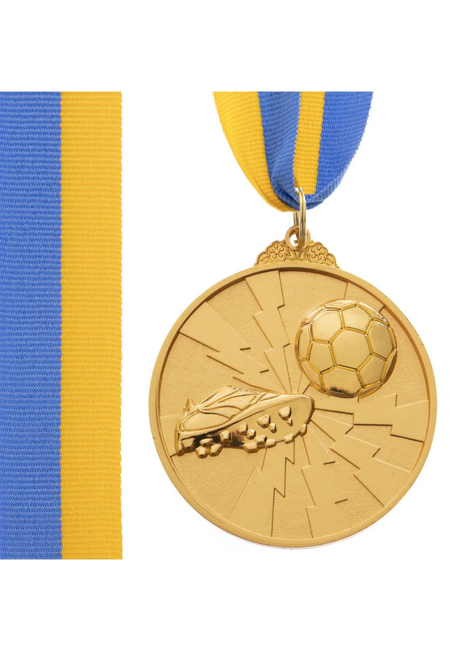Медаль спортивна зі стрічкою двоколірна d-6,5см Футбол C-4847 (метал, покриття 2 тоні, 56g золото) SP-Sport (361435560)