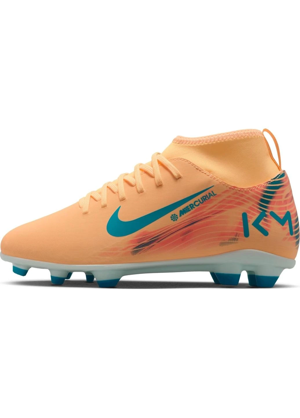 Бутсы детские JR MERCURIAL SUPERFLY 10 CLUB KYLIAN MBAPPÉ FG/MG оранжево-темно-бирюзовые HF6283-801 Nike MERCURIAL SUPERFLY 10 CLUB KYLIAN MBAPPÉ (396999538)