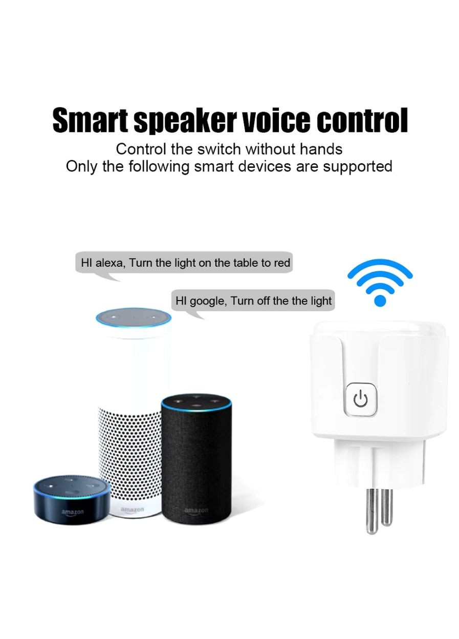 Смарт-розетка EU 16A Tuya Smart/Smart Life; Alexa, Google Assistant white Family (322701391)