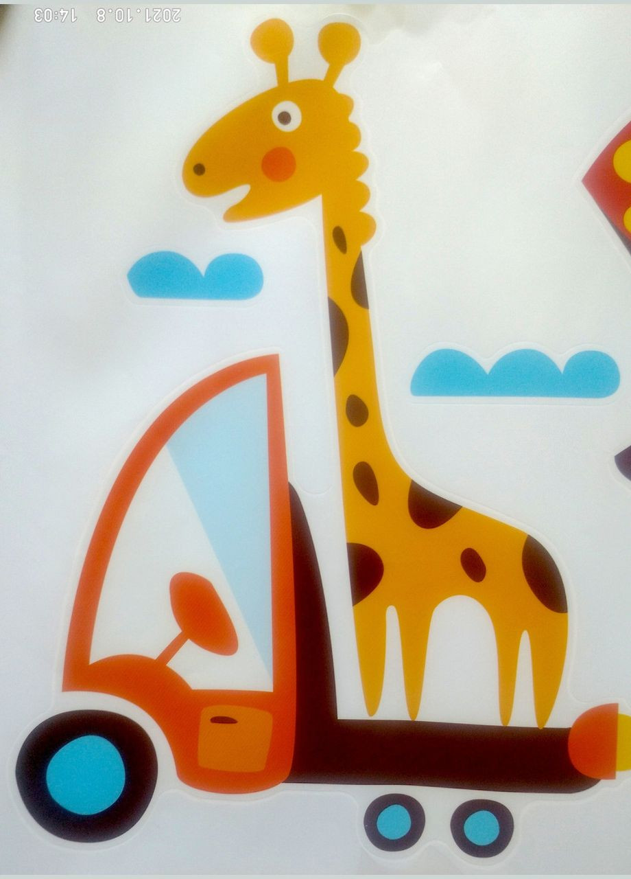 Вінілові наклейки на стіну Тварини в авто (лист 60 х 90 см) Б340 No Brand (302242746)