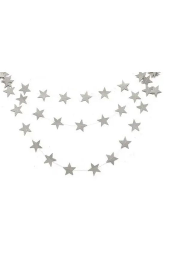 Гирлянда Звездочки матовые 4 м на 7 см серебристый Jannet Гірлянда (317638507)