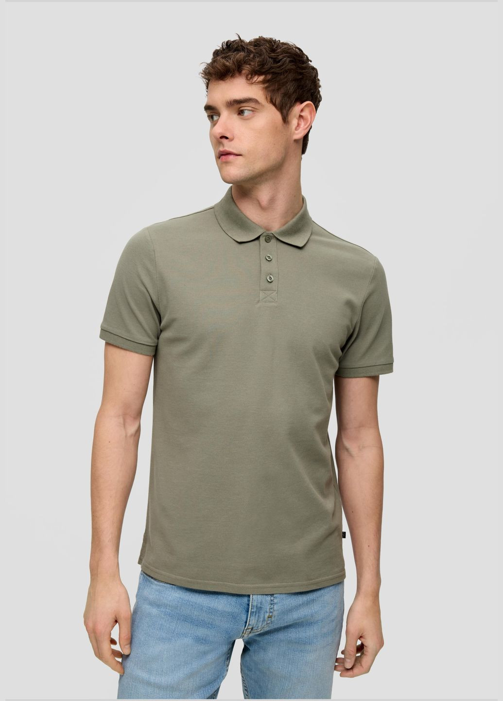 Зеленая футболка-поло для мужчин S.Oliver однотонная