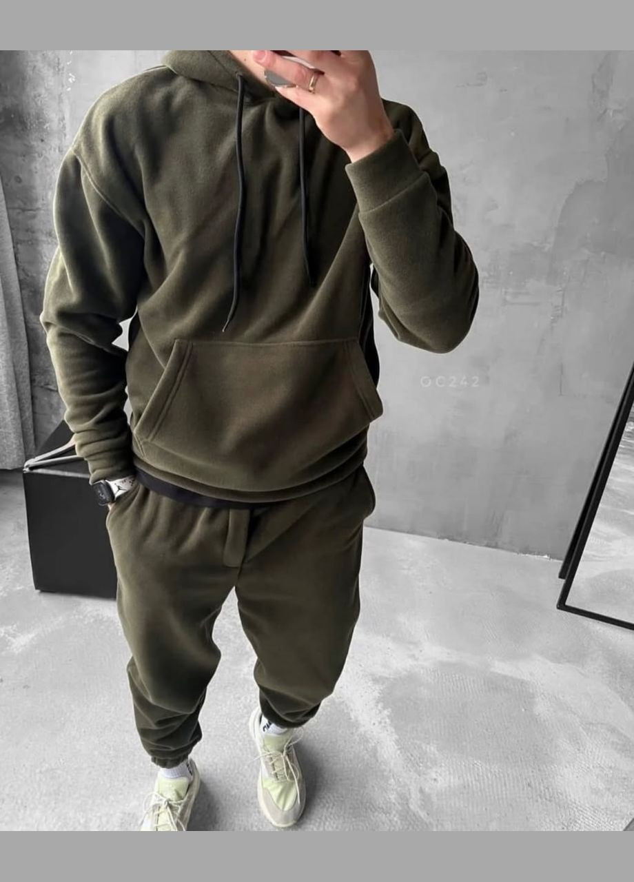 Оливковый (хаки) очень теплый костюм No Brand