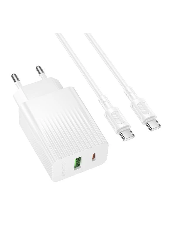 Мережевий зарядний пристрій з кабелем BAS76A Source PD30W+QC3.0 charger set(C to C) Borofone (389299405)