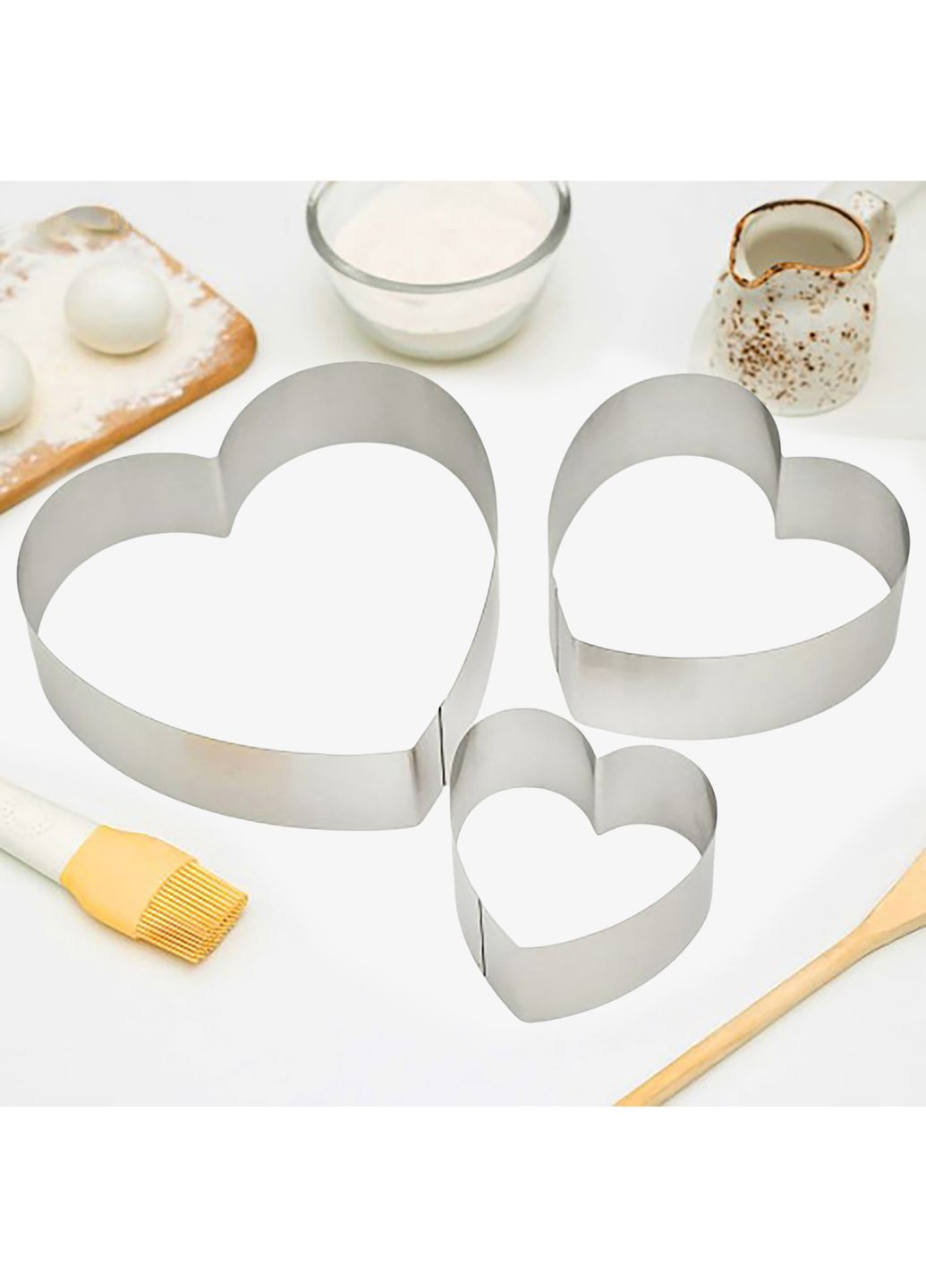 Набор металлических форм колец для десертов, пирожных, выпечки тортов в форме сердец 20х19 см (высота 8 см) Господар (323039399)