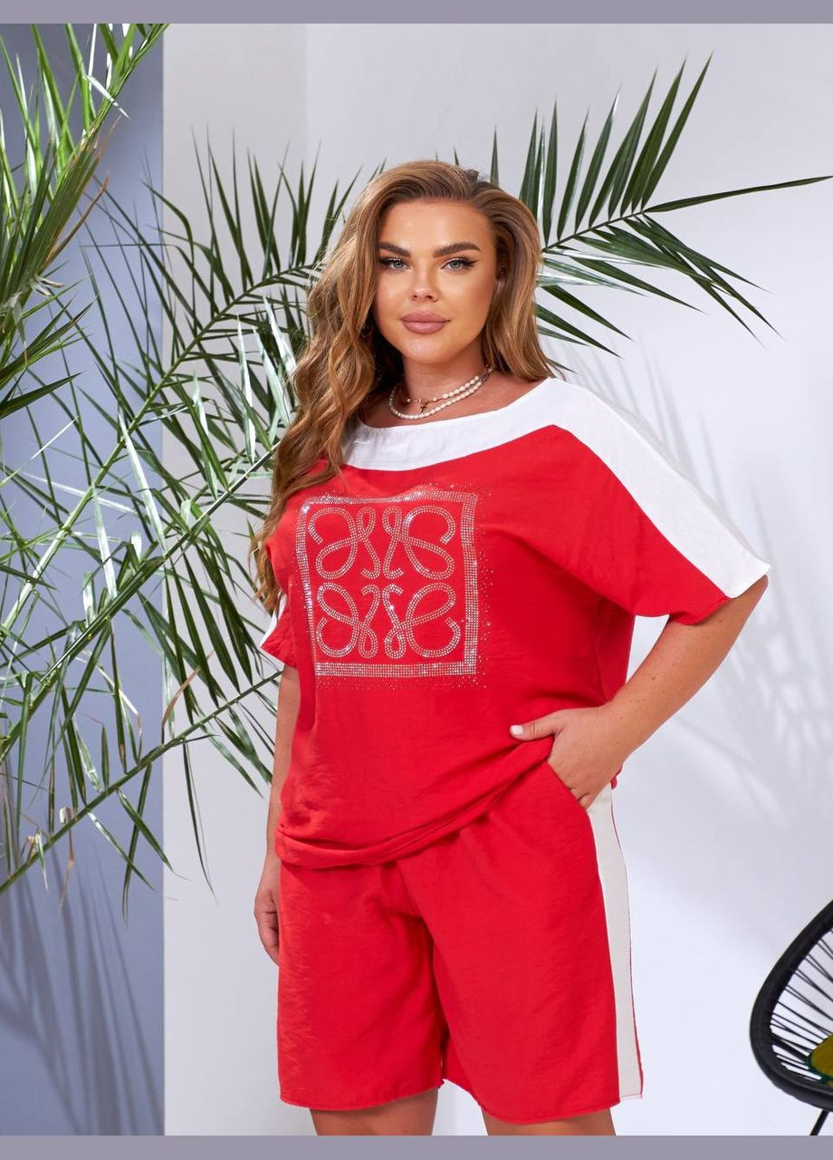 Женский костюм шорты и футболка цвет яблоко New Trend (304645947)