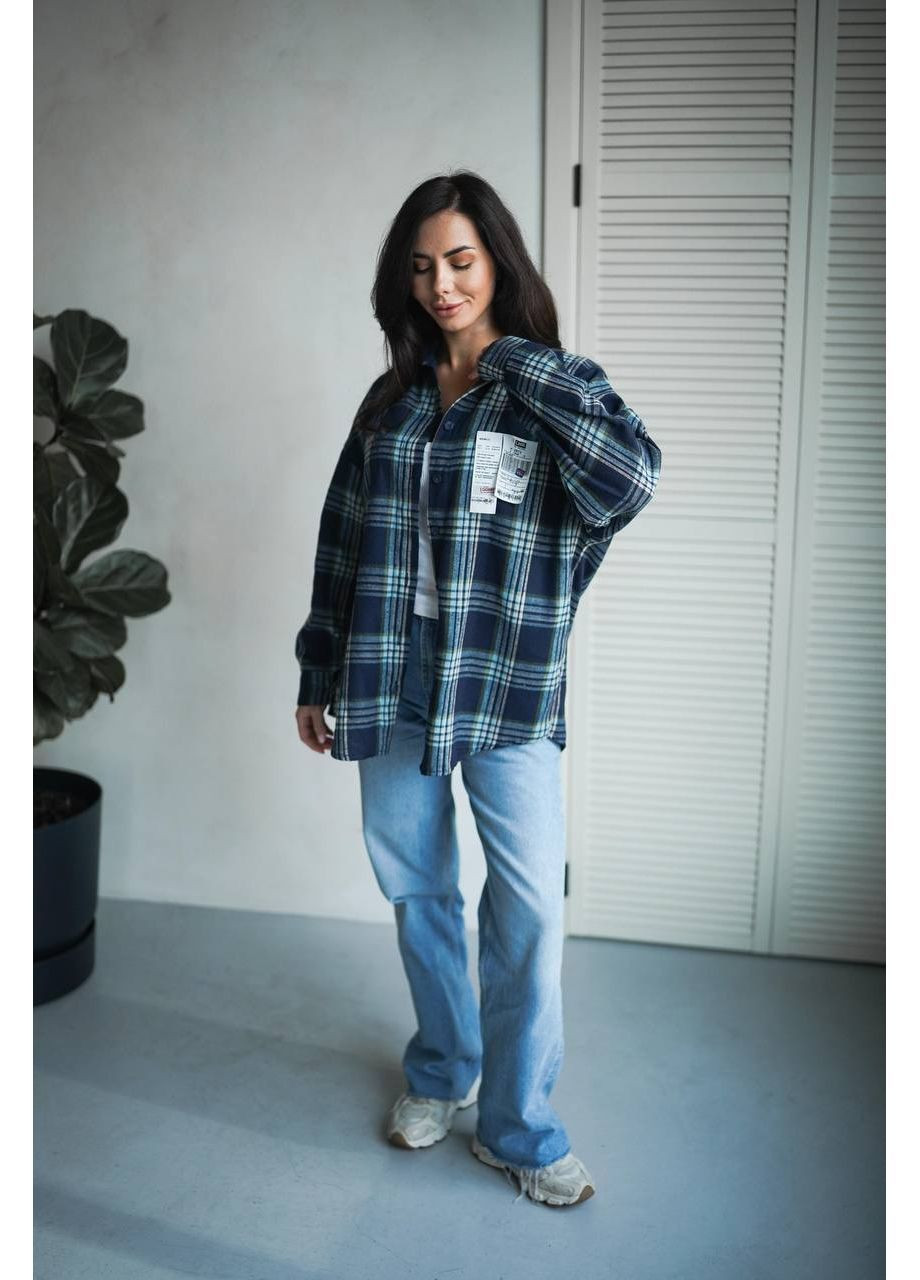 Синяя повседневный, кэжуал рубашка в клетку Style Point с длинным рукавом