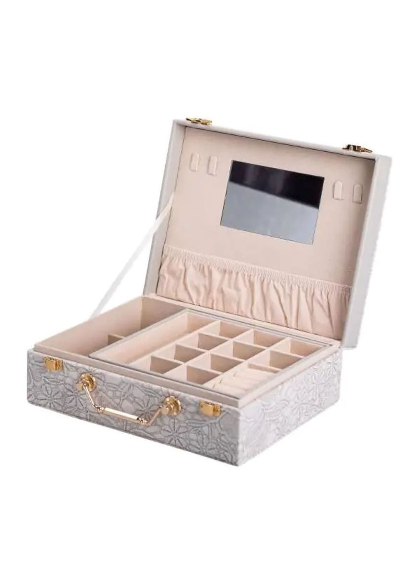 Скринька для прикрас з екошкіри 2 яруси з дзеркалом органайзер для ювелірних виробів велюрова для зберігання ProDobro (364190448)