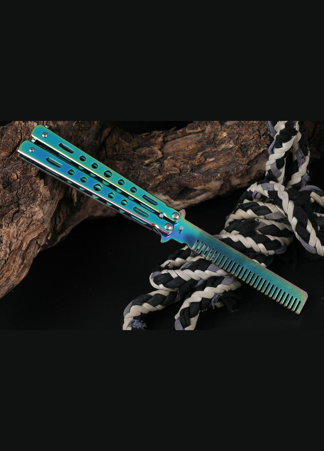 Нож бабочка тренировочный расческа, тупой (не острый), балисонг для флиппинга градиент Benchmade (370770710)