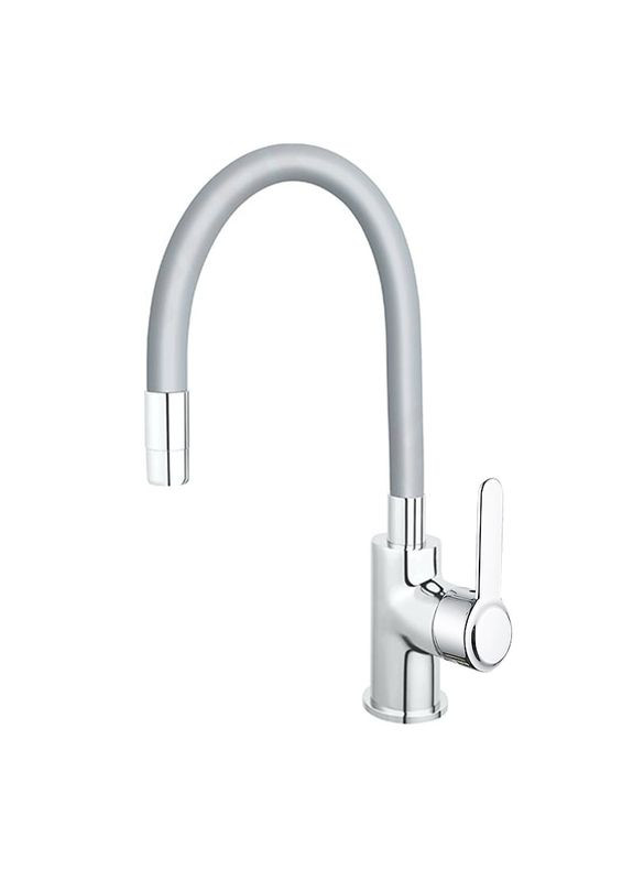 SUN4C-09G кухня одноваж. сірий силікон. вилив нерж. сталь гайка Ø35 (хром)** {10/1} Wezer (371882024)