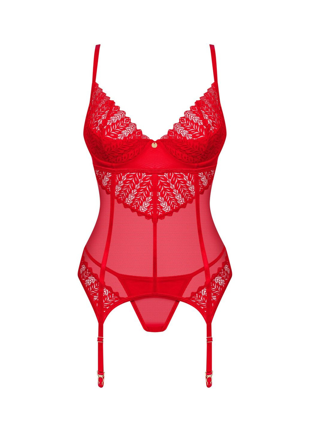 Красный демисезонный комплект корсет и стринги ingridia corset & thong xl/2xl, cherrylove Obsessive