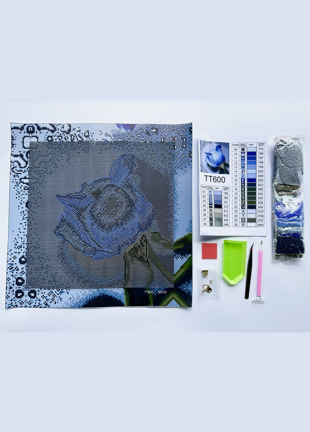 Набір для алмазної мозаїки 30х30см Троянда синя TT600 ColorArt (299772247)