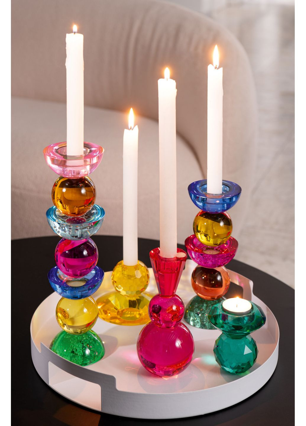 Свічник скляний червоного кольору висота 18 см (58287) J-Line (354300764)