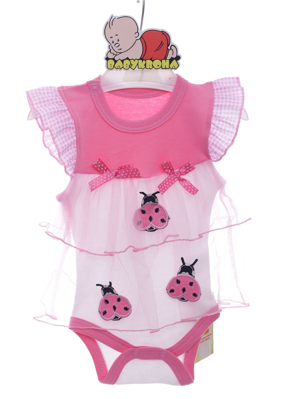 Боди платье с коротким рукавом для девочки розовое солнышко MiniPapi см (38367) BABYKROHA (297197921)