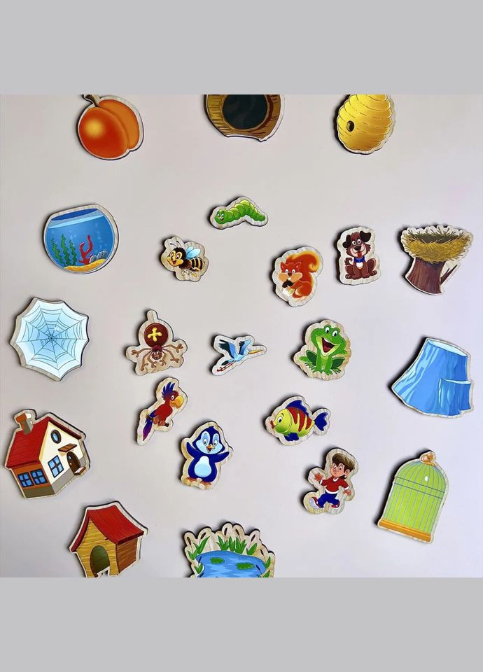 Дерев'яний пазл-вкладиш "Хто? Де живе?" (ПСД059) PSD059 сортер Ubumblebees (302010303)