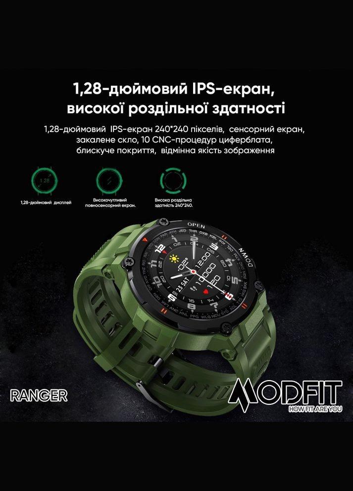 Умные часы Ranger Grey 36 мм. электронный спортивный, армейский, сasual Modfit (341675488)