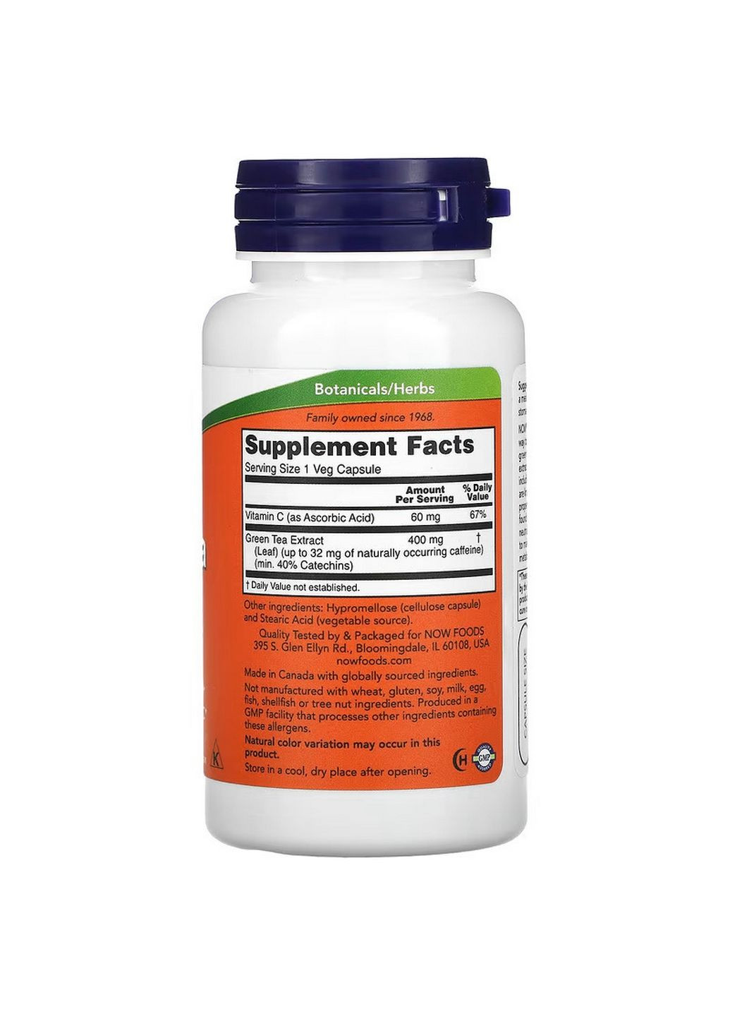 Натуральная добавка Green Tea Extract 400 mg, 100 вегакапсул Now (294927137)