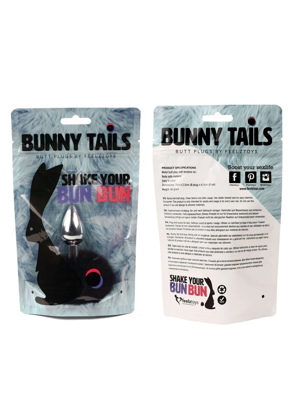 Анальная пробка Bunny Tails Butt Plug Черная CherryLove FeelzToys (282676181)