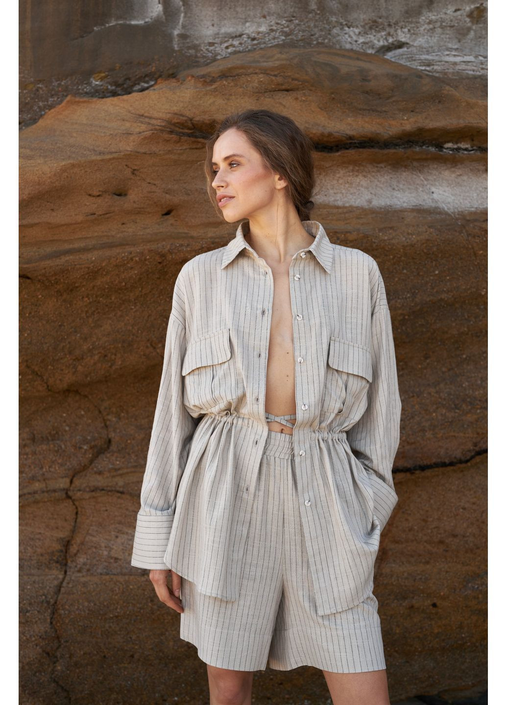 Сорочка Льон " З накладними кишенями" Merge (370754940)