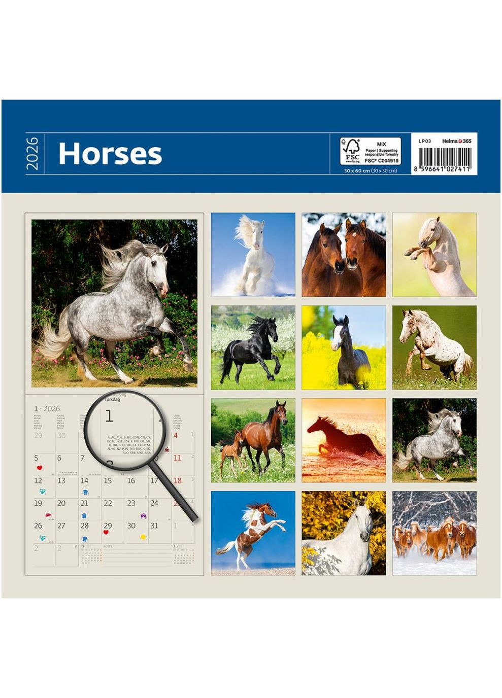Календарь HELMA 2026 30 х 30 см Horses Helma 365 (361855116)