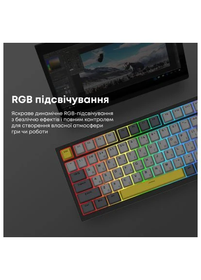 Клавиатура (AK820-SS-BGY) Ajazz AK820 Sea Salt Switch RGB USB-C UA Black (396106060)