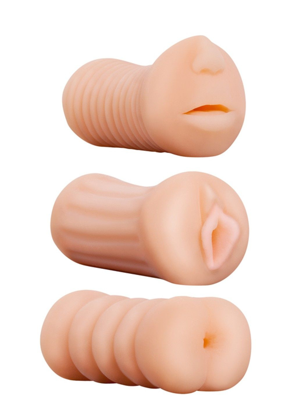 Набір реалістичних мастурбаторів REALSTUFF 3 IN 1 FLESH, Flesh, 12.0см - 4.7дюйм. Dreamtoys (290667872)