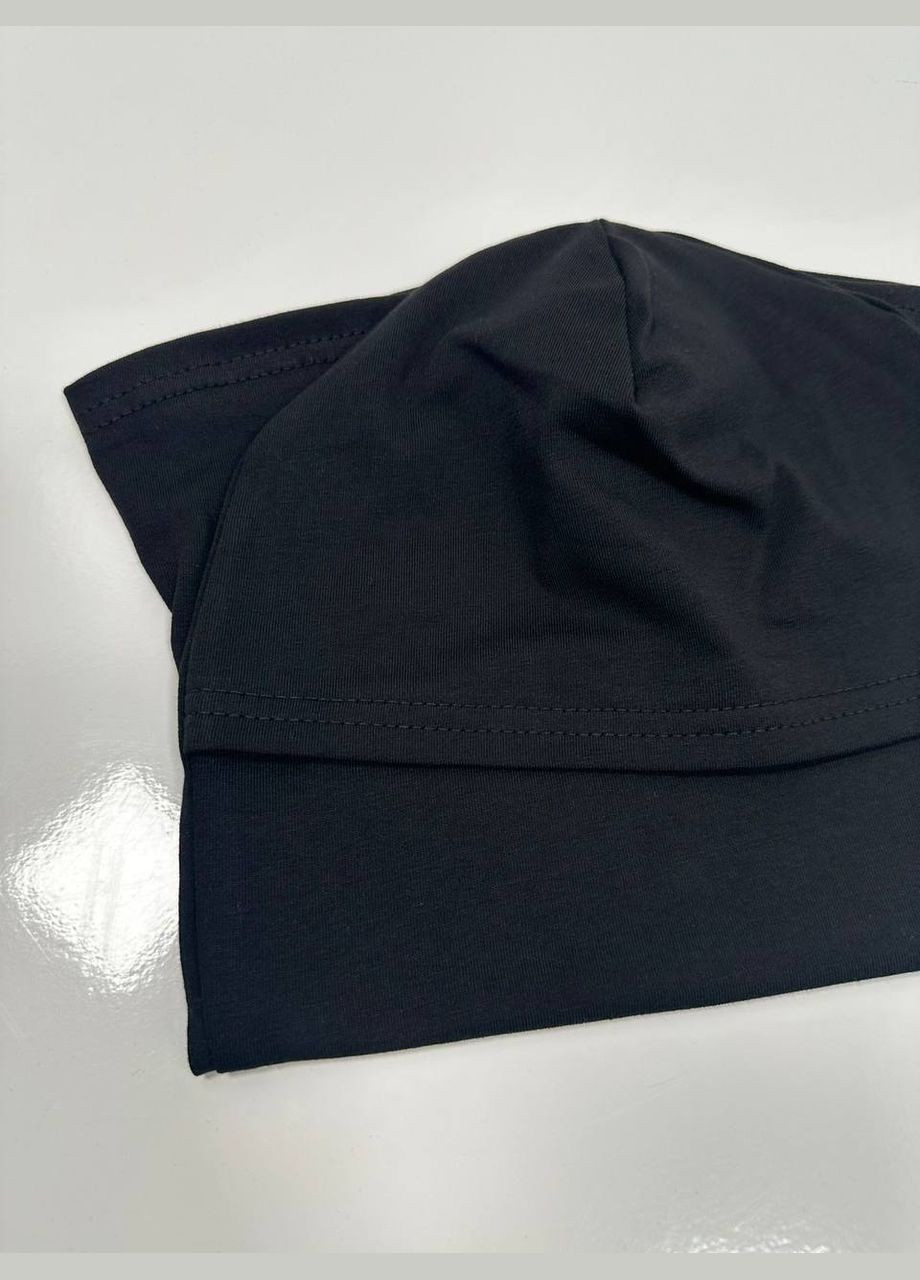 UA балаклава хлопковая летняя черная 55-58см, военная однотонный черный кулир производство - Украина