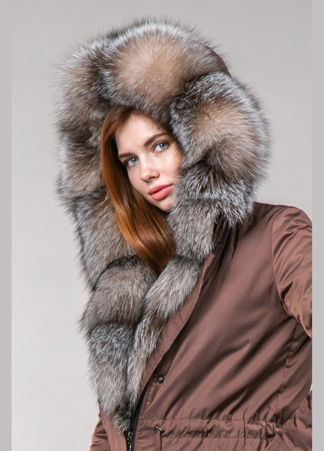 Парка коричневая с мехом блюфроста Chicly Furs (289200748)