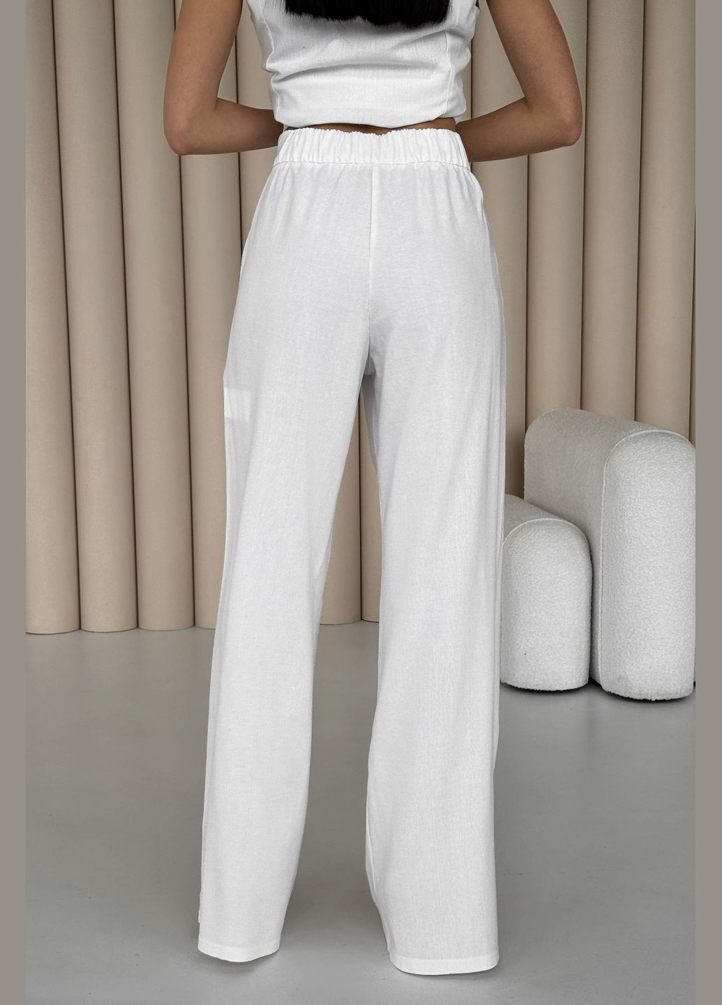 Классические брюки-палаццо белого цвета Jadone Fashion (292653101)