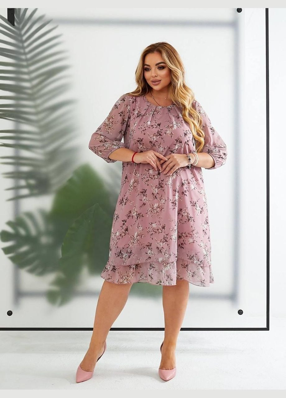 Светло-розовое джинсовое платье женское леди совершенство летнее sf-459 светло-розовый, 54 Sofia с рисунком