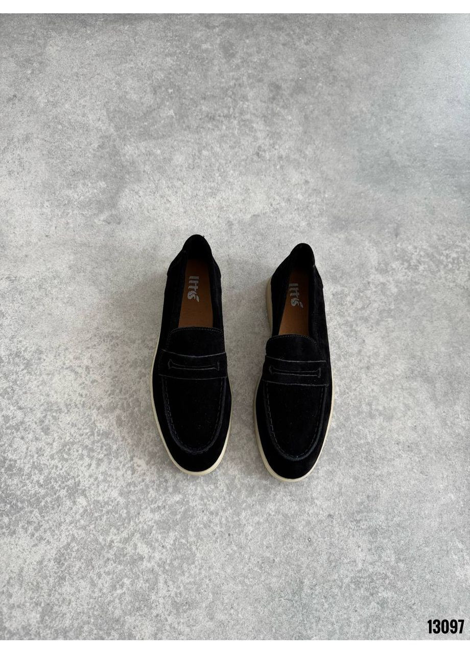 Лофери замшеві чорні на низькій підошві “Velora” No Brand (358884088)