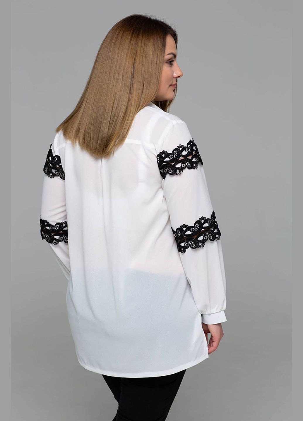 Біла ошатна блуза з мереживом андреа білий Tatiana
