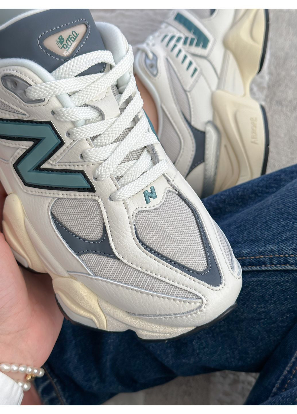 Кросівки жіночі і чоловічі New Balance 9060 White Teal | Нью Беланс 9060 білі No Brand білі демісезони (351871625)