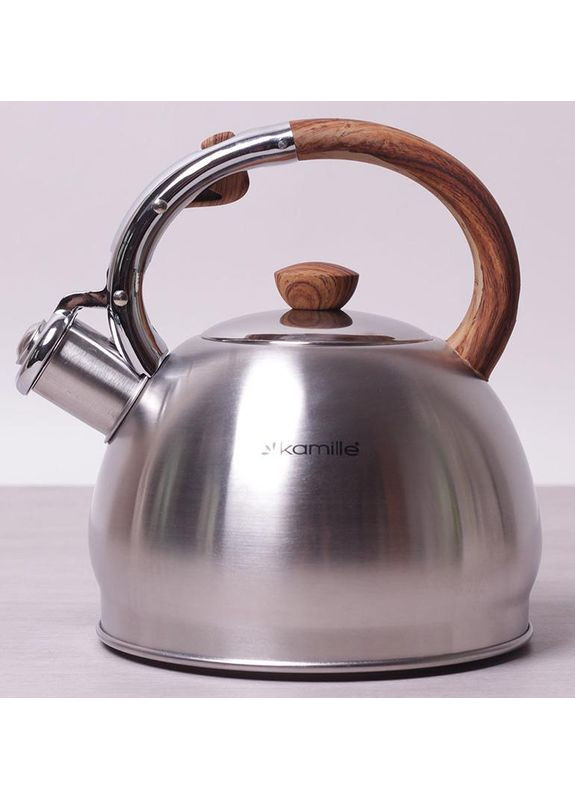 Чайник из нержавеющей стали 2л со свистком для чая и чаепитие с бакелитовой ручкой Kamille (368990303)