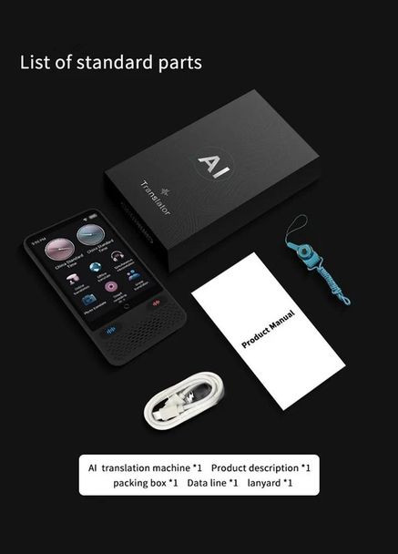 Електронний голосовий перекладач AI Translator на 138 мов,, 17 мов офлайн, сканер з ChatGpt Microsoft S85 (322238051)