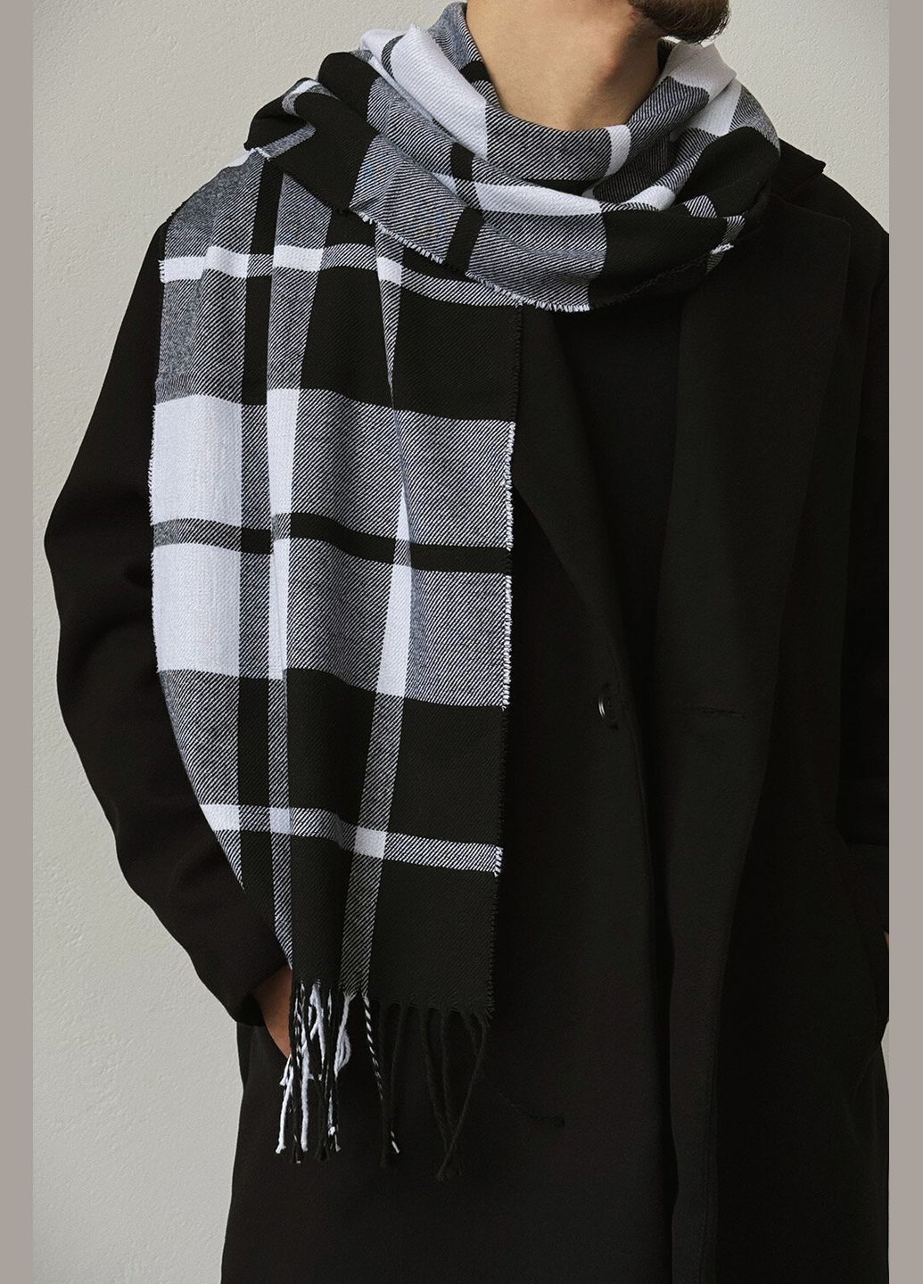 Чоловічий шарф у клітинку чорного кольору Without (314696453)